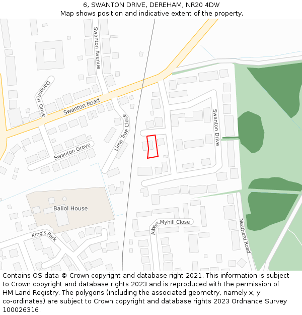 6, SWANTON DRIVE, DEREHAM, NR20 4DW: Location map and indicative extent of plot