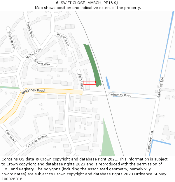 6, SWIFT CLOSE, MARCH, PE15 9JL: Location map and indicative extent of plot