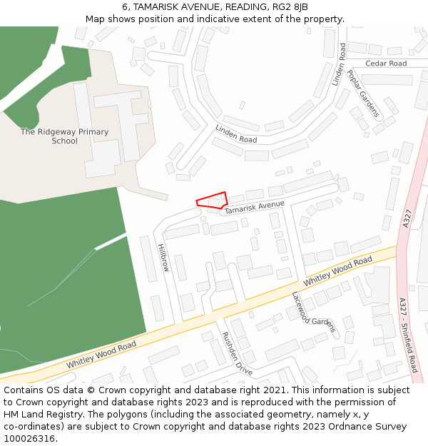 6, TAMARISK AVENUE, READING, RG2 8JB: Location map and indicative extent of plot