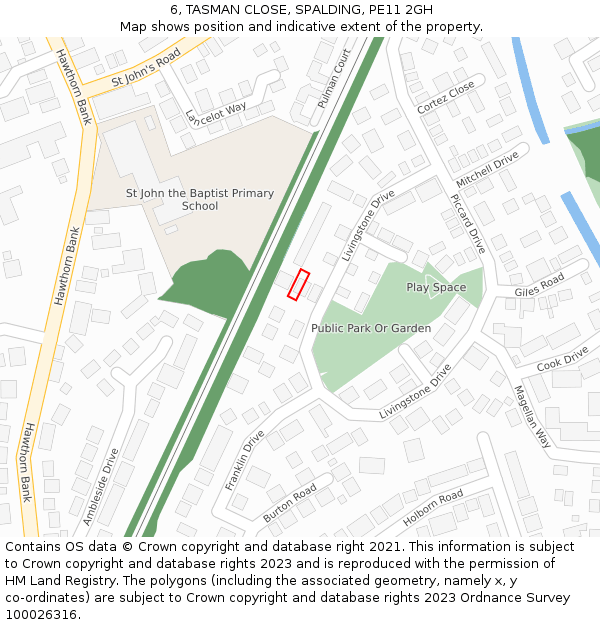 6, TASMAN CLOSE, SPALDING, PE11 2GH: Location map and indicative extent of plot