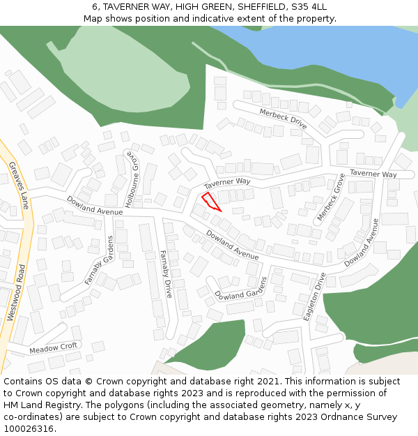 6, TAVERNER WAY, HIGH GREEN, SHEFFIELD, S35 4LL: Location map and indicative extent of plot