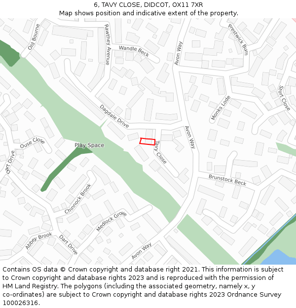 6, TAVY CLOSE, DIDCOT, OX11 7XR: Location map and indicative extent of plot