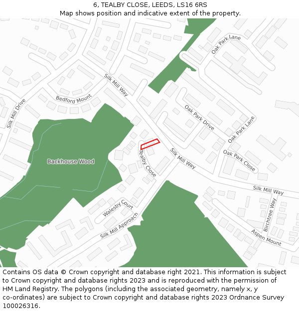 6, TEALBY CLOSE, LEEDS, LS16 6RS: Location map and indicative extent of plot