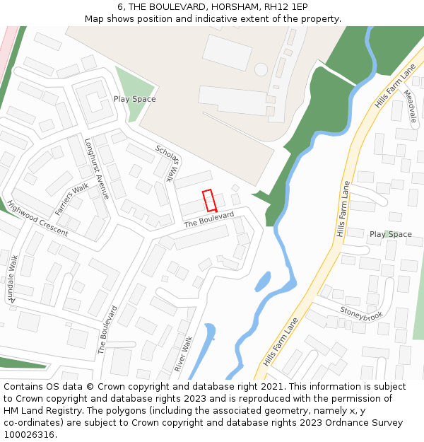 6, THE BOULEVARD, HORSHAM, RH12 1EP: Location map and indicative extent of plot