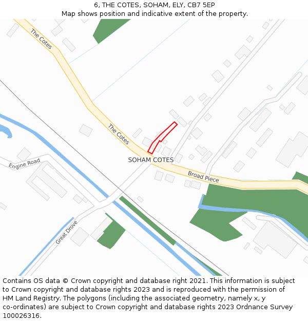 6, THE COTES, SOHAM, ELY, CB7 5EP: Location map and indicative extent of plot