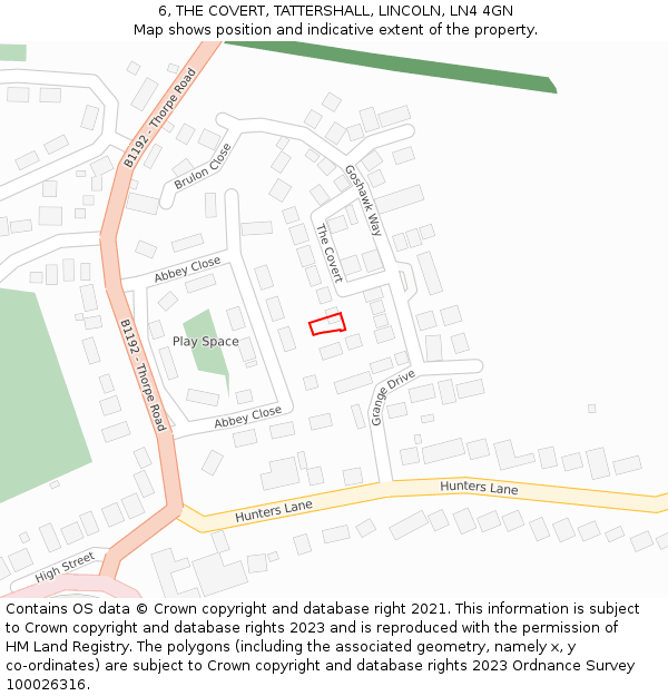 6, THE COVERT, TATTERSHALL, LINCOLN, LN4 4GN: Location map and indicative extent of plot