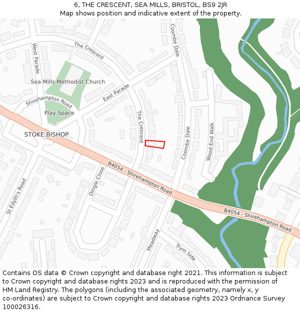 6, THE CRESCENT, SEA MILLS, BRISTOL, BS9 2JR: Location map and indicative extent of plot