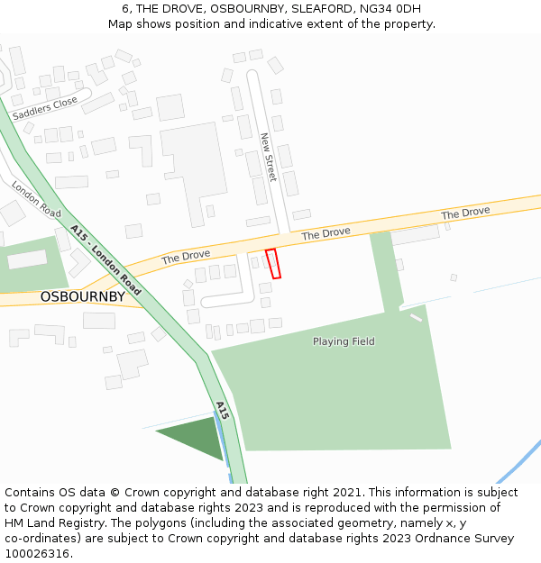 6, THE DROVE, OSBOURNBY, SLEAFORD, NG34 0DH: Location map and indicative extent of plot