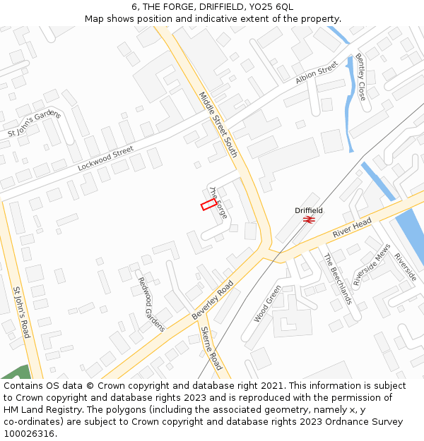 6, THE FORGE, DRIFFIELD, YO25 6QL: Location map and indicative extent of plot