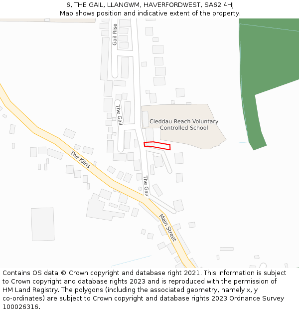 6, THE GAIL, LLANGWM, HAVERFORDWEST, SA62 4HJ: Location map and indicative extent of plot