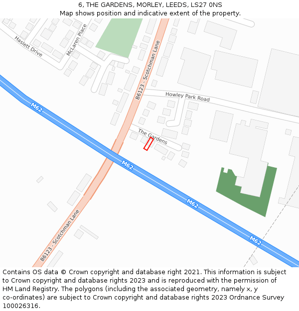 6, THE GARDENS, MORLEY, LEEDS, LS27 0NS: Location map and indicative extent of plot