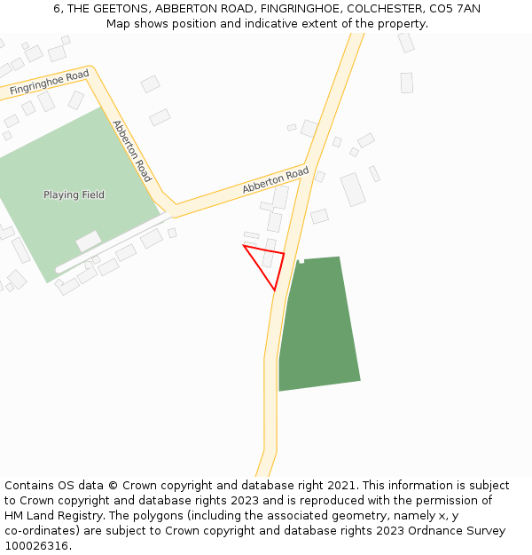 6, THE GEETONS, ABBERTON ROAD, FINGRINGHOE, COLCHESTER, CO5 7AN: Location map and indicative extent of plot