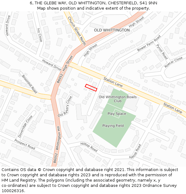 6, THE GLEBE WAY, OLD WHITTINGTON, CHESTERFIELD, S41 9NN: Location map and indicative extent of plot