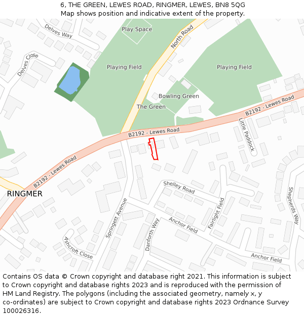 6, THE GREEN, LEWES ROAD, RINGMER, LEWES, BN8 5QG: Location map and indicative extent of plot