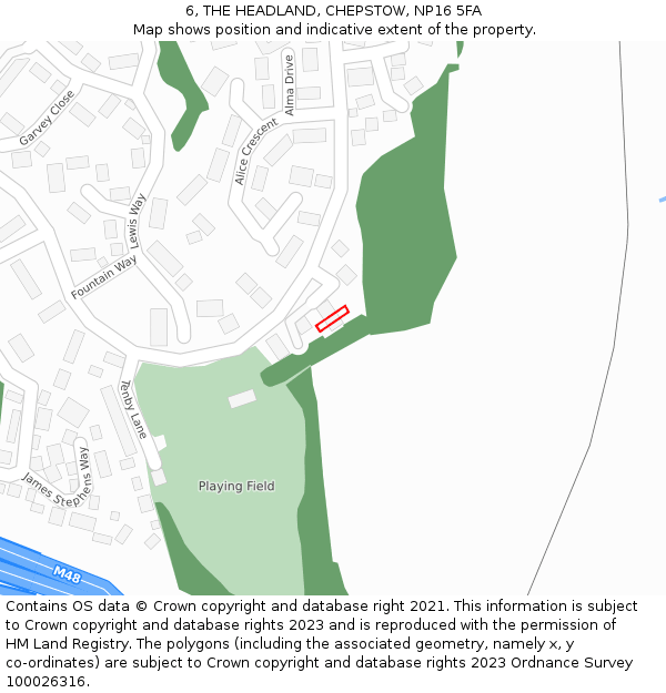 6, THE HEADLAND, CHEPSTOW, NP16 5FA: Location map and indicative extent of plot