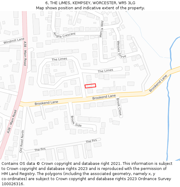 6, THE LIMES, KEMPSEY, WORCESTER, WR5 3LG: Location map and indicative extent of plot