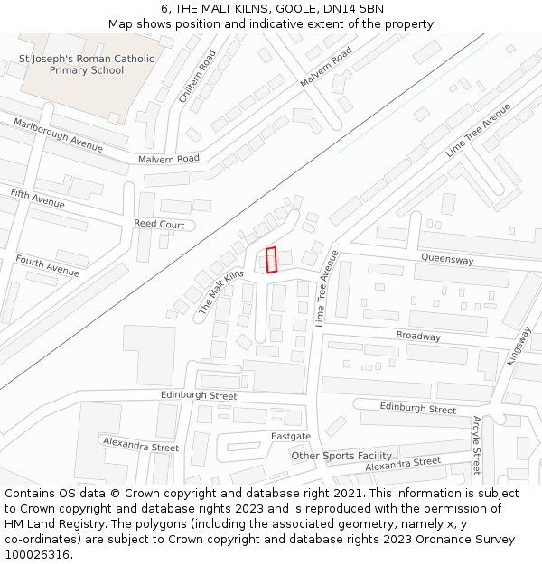 6, THE MALT KILNS, GOOLE, DN14 5BN: Location map and indicative extent of plot