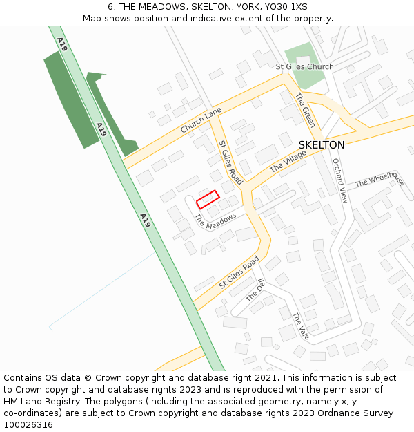 6, THE MEADOWS, SKELTON, YORK, YO30 1XS: Location map and indicative extent of plot