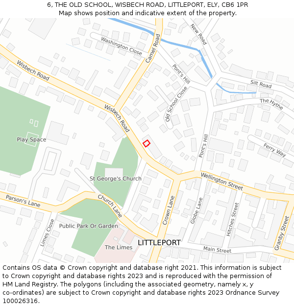 6, THE OLD SCHOOL, WISBECH ROAD, LITTLEPORT, ELY, CB6 1PR: Location map and indicative extent of plot