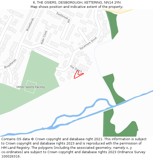 6, THE OSIERS, DESBOROUGH, KETTERING, NN14 2YN: Location map and indicative extent of plot