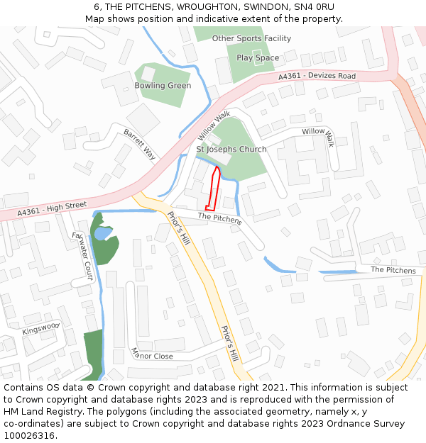 6, THE PITCHENS, WROUGHTON, SWINDON, SN4 0RU: Location map and indicative extent of plot