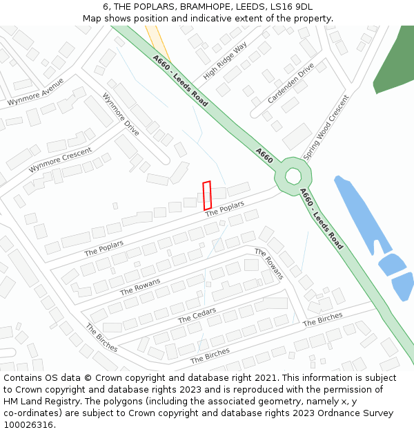 6, THE POPLARS, BRAMHOPE, LEEDS, LS16 9DL: Location map and indicative extent of plot