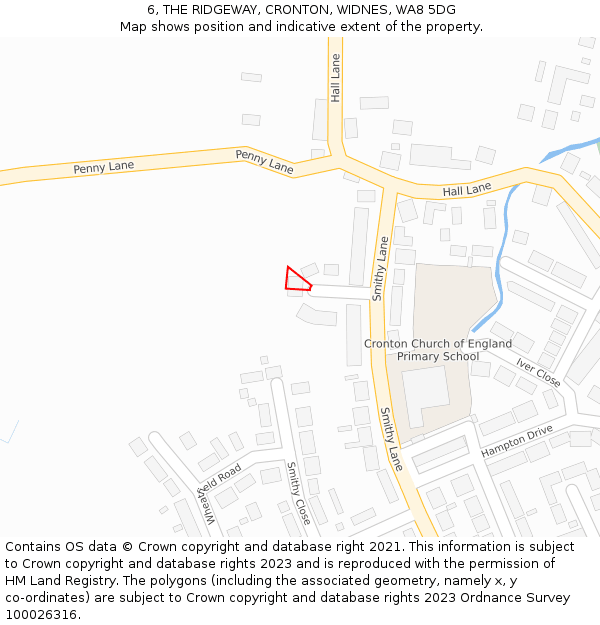 6, THE RIDGEWAY, CRONTON, WIDNES, WA8 5DG: Location map and indicative extent of plot