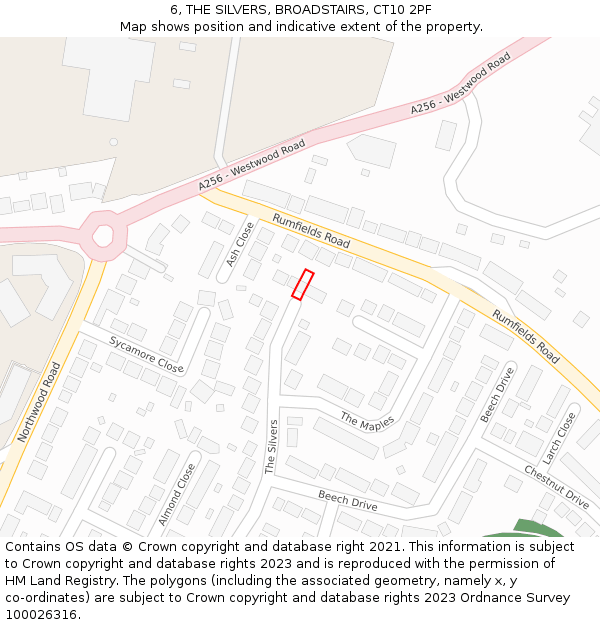 6, THE SILVERS, BROADSTAIRS, CT10 2PF: Location map and indicative extent of plot