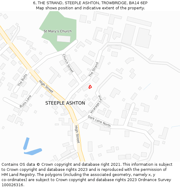 6, THE STRAND, STEEPLE ASHTON, TROWBRIDGE, BA14 6EP: Location map and indicative extent of plot