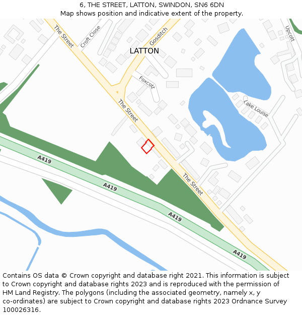 6, THE STREET, LATTON, SWINDON, SN6 6DN: Location map and indicative extent of plot