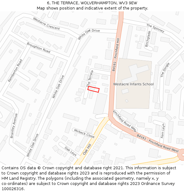 6, THE TERRACE, WOLVERHAMPTON, WV3 9EW: Location map and indicative extent of plot