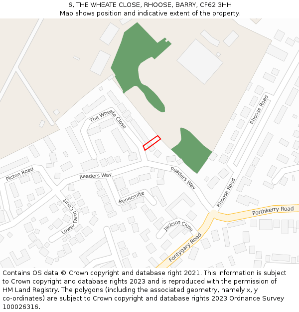 6, THE WHEATE CLOSE, RHOOSE, BARRY, CF62 3HH: Location map and indicative extent of plot