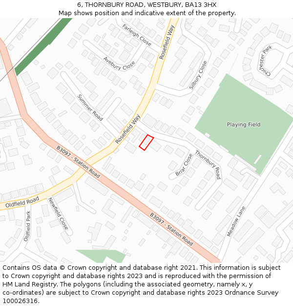 6, THORNBURY ROAD, WESTBURY, BA13 3HX: Location map and indicative extent of plot