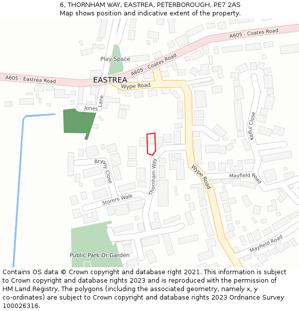 6, THORNHAM WAY, EASTREA, PETERBOROUGH, PE7 2AS: Location map and indicative extent of plot
