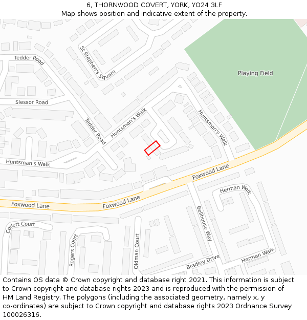 6, THORNWOOD COVERT, YORK, YO24 3LF: Location map and indicative extent of plot