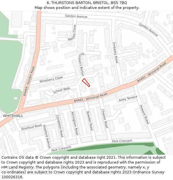 6, THURSTONS BARTON, BRISTOL, BS5 7BQ: Location map and indicative extent of plot