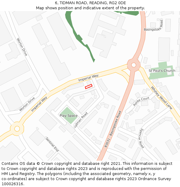 6, TIDMAN ROAD, READING, RG2 0DE: Location map and indicative extent of plot