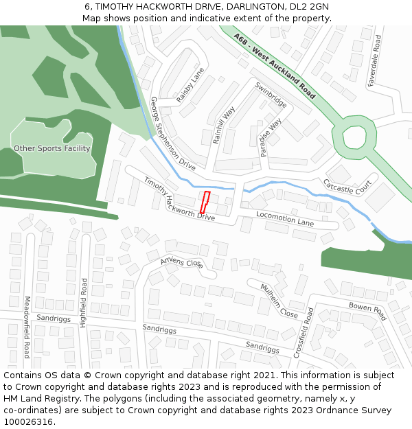6, TIMOTHY HACKWORTH DRIVE, DARLINGTON, DL2 2GN: Location map and indicative extent of plot