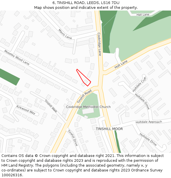 6, TINSHILL ROAD, LEEDS, LS16 7DU: Location map and indicative extent of plot