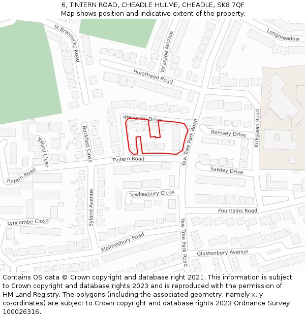 6, TINTERN ROAD, CHEADLE HULME, CHEADLE, SK8 7QF: Location map and indicative extent of plot