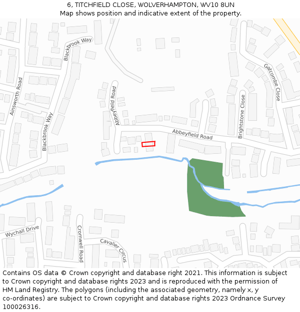 6, TITCHFIELD CLOSE, WOLVERHAMPTON, WV10 8UN: Location map and indicative extent of plot