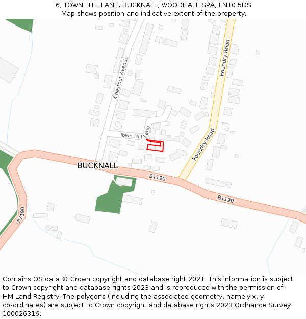 6, TOWN HILL LANE, BUCKNALL, WOODHALL SPA, LN10 5DS: Location map and indicative extent of plot