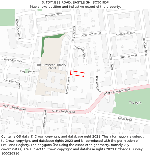 6, TOYNBEE ROAD, EASTLEIGH, SO50 9DP: Location map and indicative extent of plot