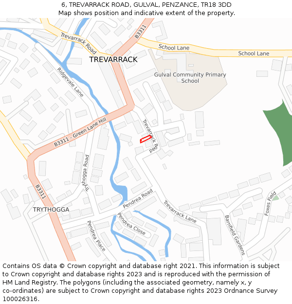 6, TREVARRACK ROAD, GULVAL, PENZANCE, TR18 3DD: Location map and indicative extent of plot