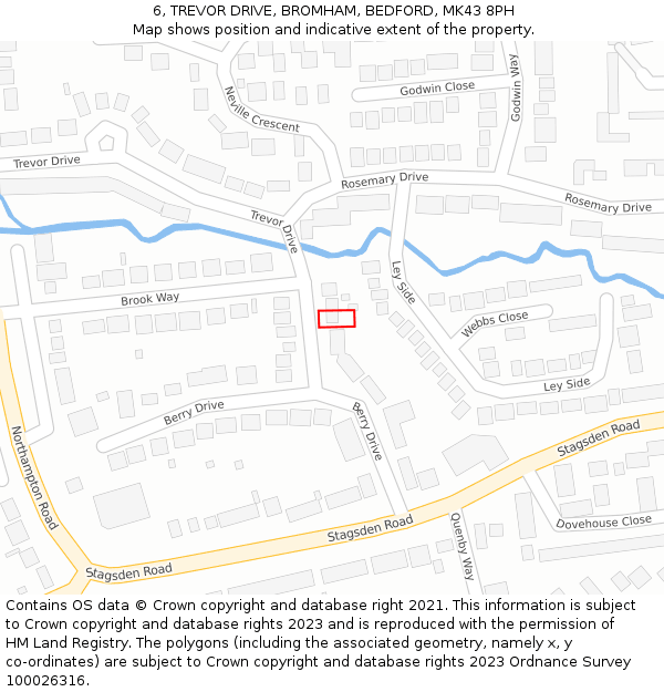 6, TREVOR DRIVE, BROMHAM, BEDFORD, MK43 8PH: Location map and indicative extent of plot