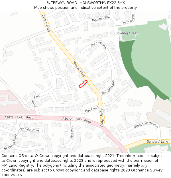 6, TREWYN ROAD, HOLSWORTHY, EX22 6HX: Location map and indicative extent of plot