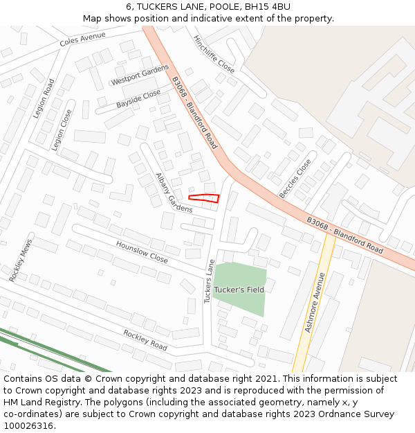 6, TUCKERS LANE, POOLE, BH15 4BU: Location map and indicative extent of plot