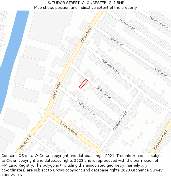 6, TUDOR STREET, GLOUCESTER, GL1 5HP: Location map and indicative extent of plot