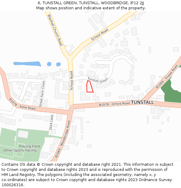 6, TUNSTALL GREEN, TUNSTALL, WOODBRIDGE, IP12 2JJ: Location map and indicative extent of plot