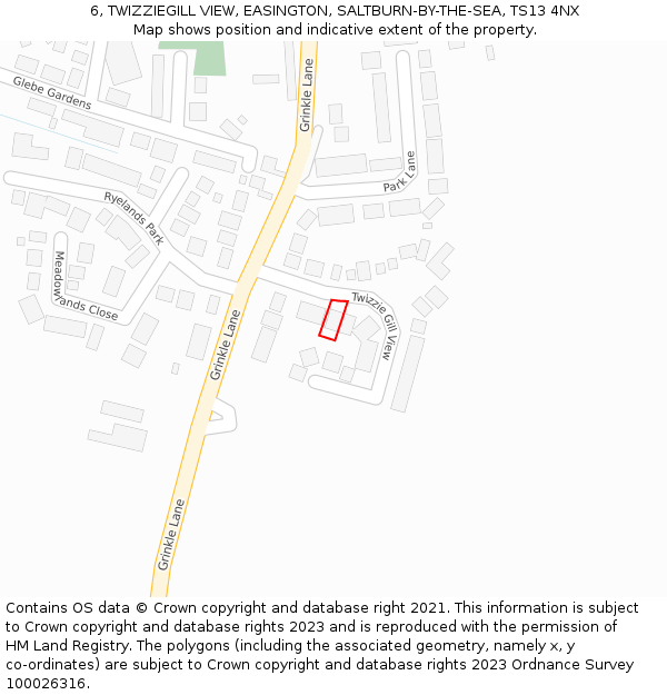 6, TWIZZIEGILL VIEW, EASINGTON, SALTBURN-BY-THE-SEA, TS13 4NX: Location map and indicative extent of plot
